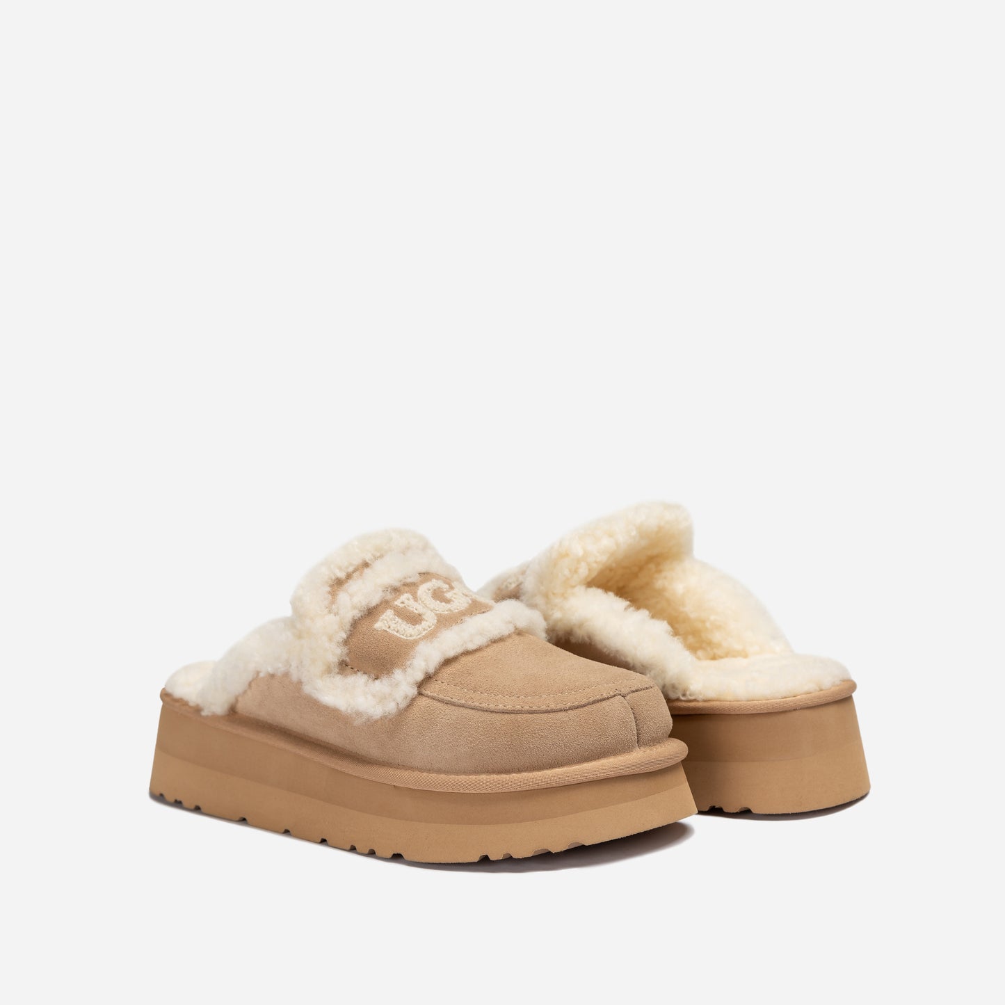 OZWEAR OB938P Violet Shearling Platform Slipper