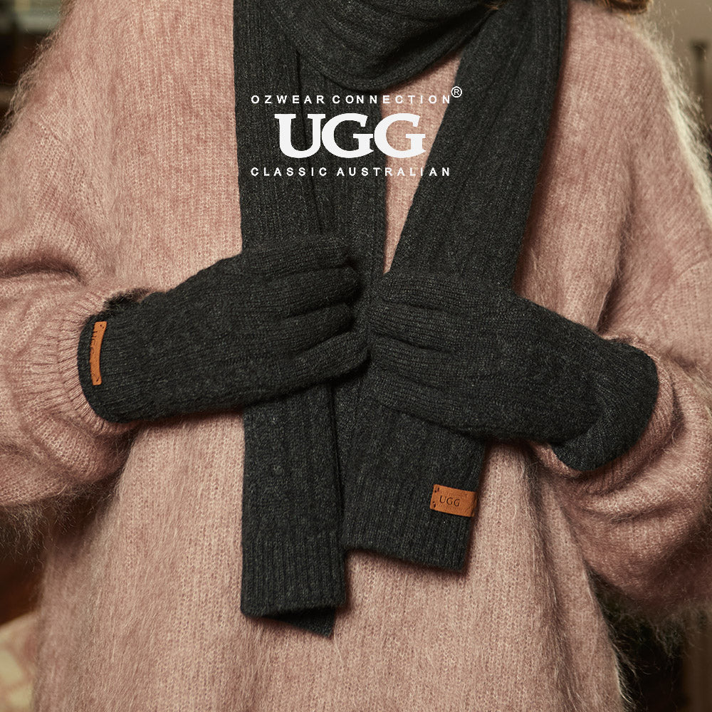 OZWEAR UGG Cable Knit Pure Cashmere Touch Screen Gloves OZC003