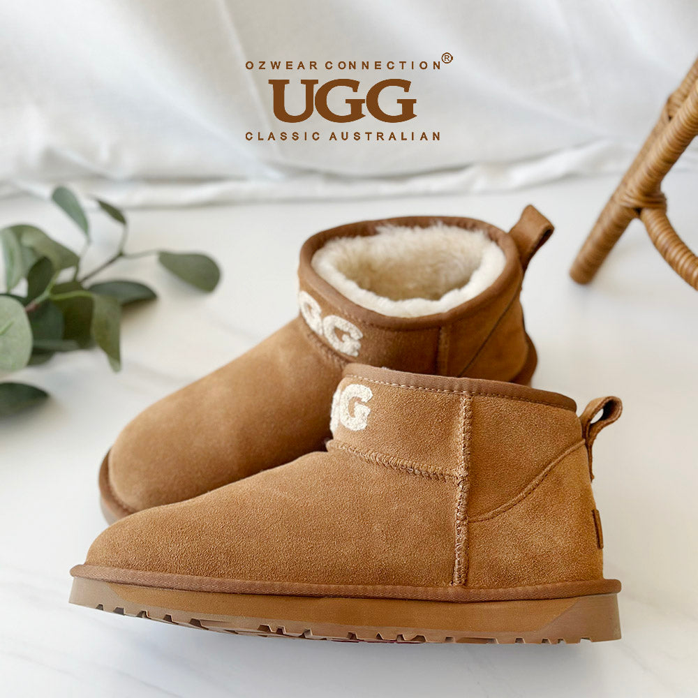 OZWEAR OB658L Classic Knit Logo Ultra Mini Boots