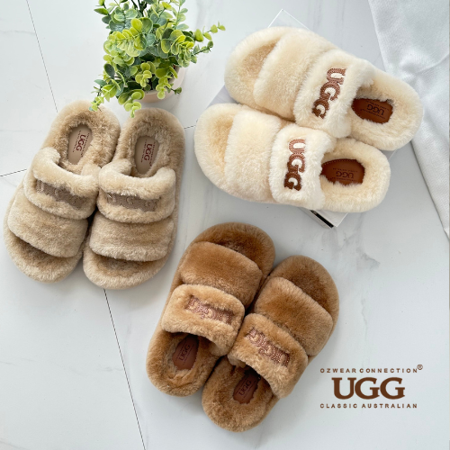 OZWEAR OB928 Shearling Double-Strap Slide