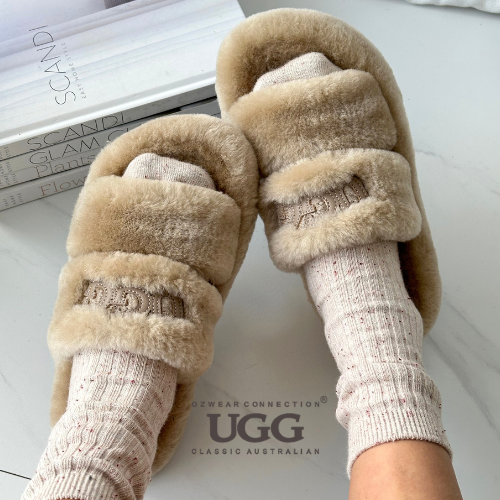 OZWEAR OB928 Shearling Double-Strap Slide