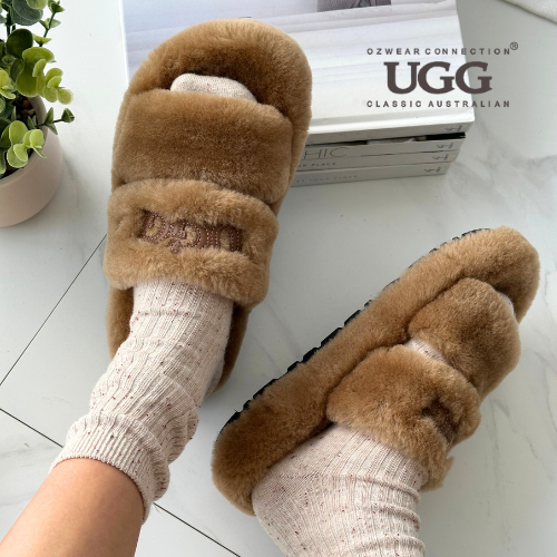 OZWEAR OB928 Shearling Double-Strap Slide