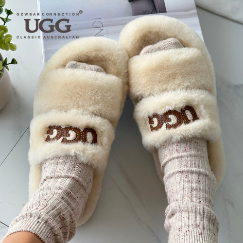 OZWEAR OB928 Shearling Double-Strap Slide