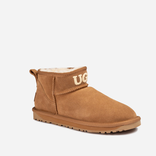 OZWEAR UGG Classic Knit Logo Ultra Mini Boots
