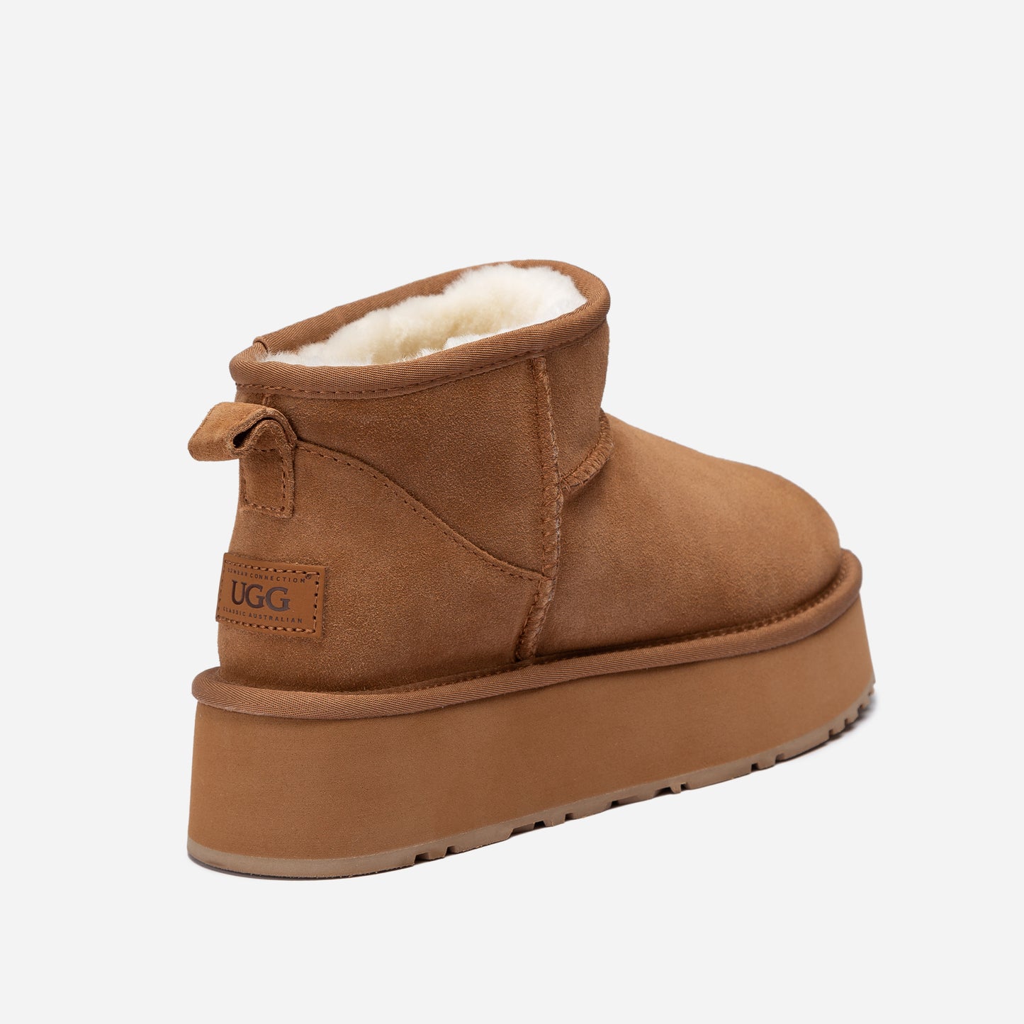 OZWEAR UGG Classic Platform Knit Logo Ultra Mini Boots