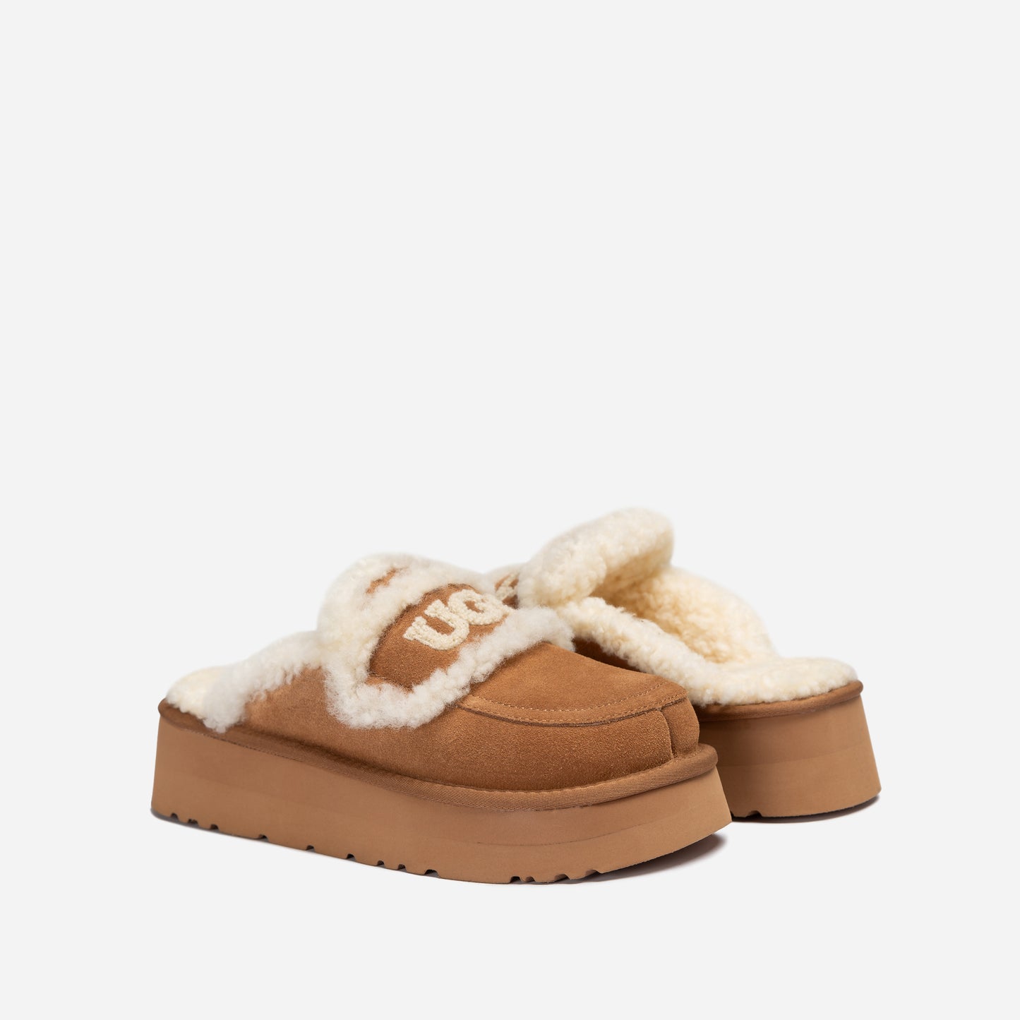 OZWEAR OB938P Violet Shearling Platform Slipper