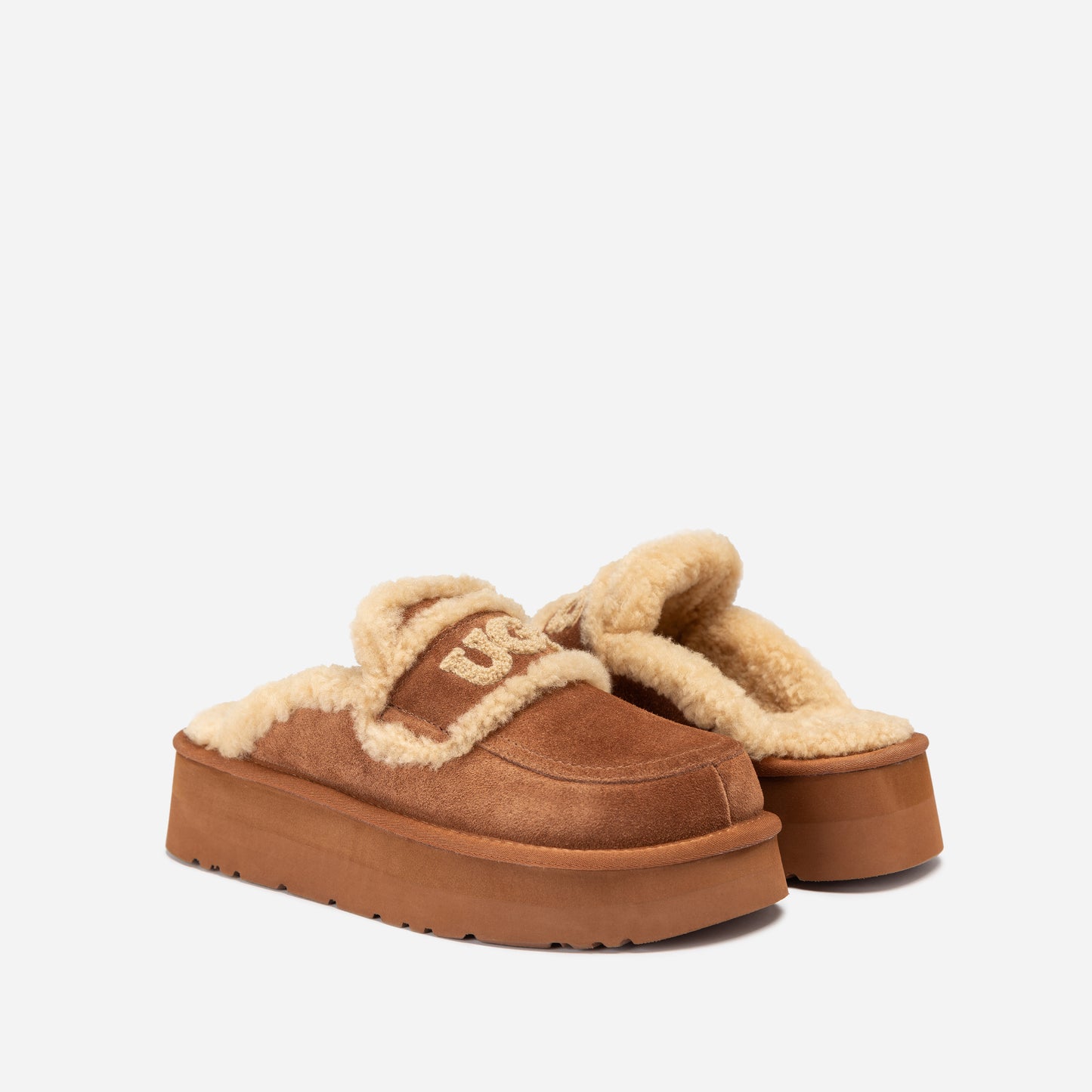 OZWEAR OB938P Violet Shearling Platform Slipper