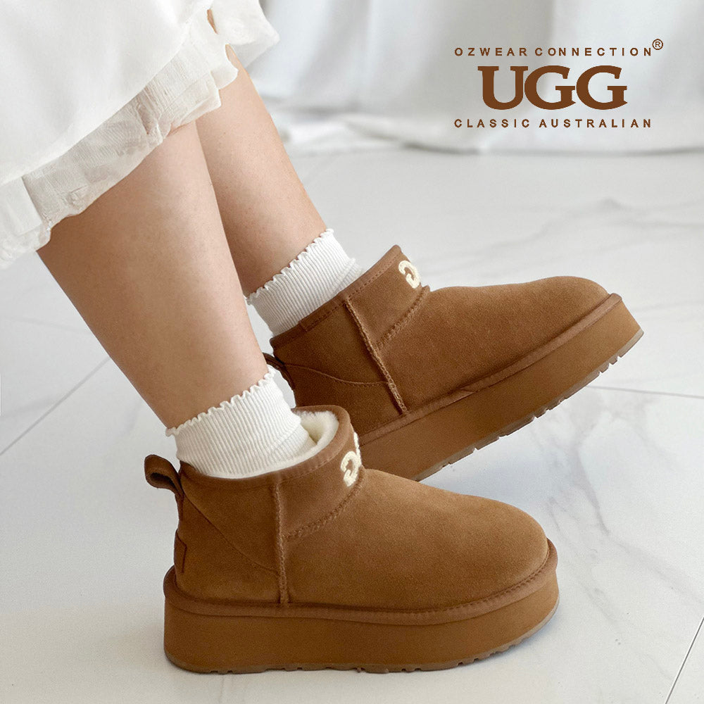 OZWEAR OB658PL Classic Platform Knit Logo Ultra Mini Boots