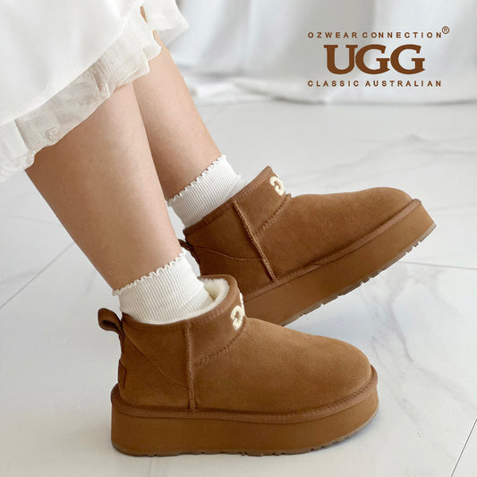 OZWEAR OB658PL Classic Platform Knit Logo Ultra Mini Boots