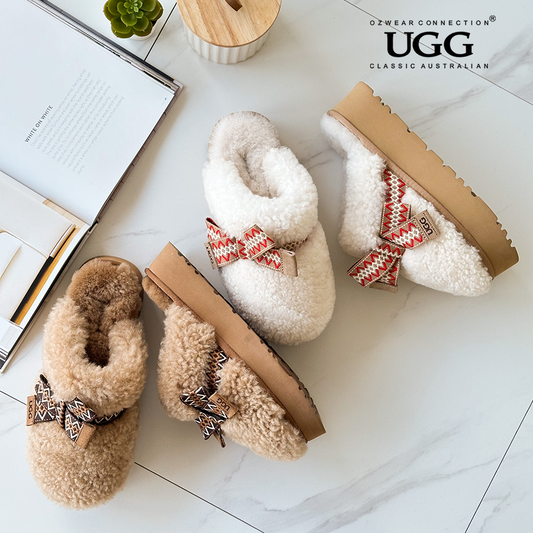 OZWEAR OB955 Cemila Shearling Platform Slipper