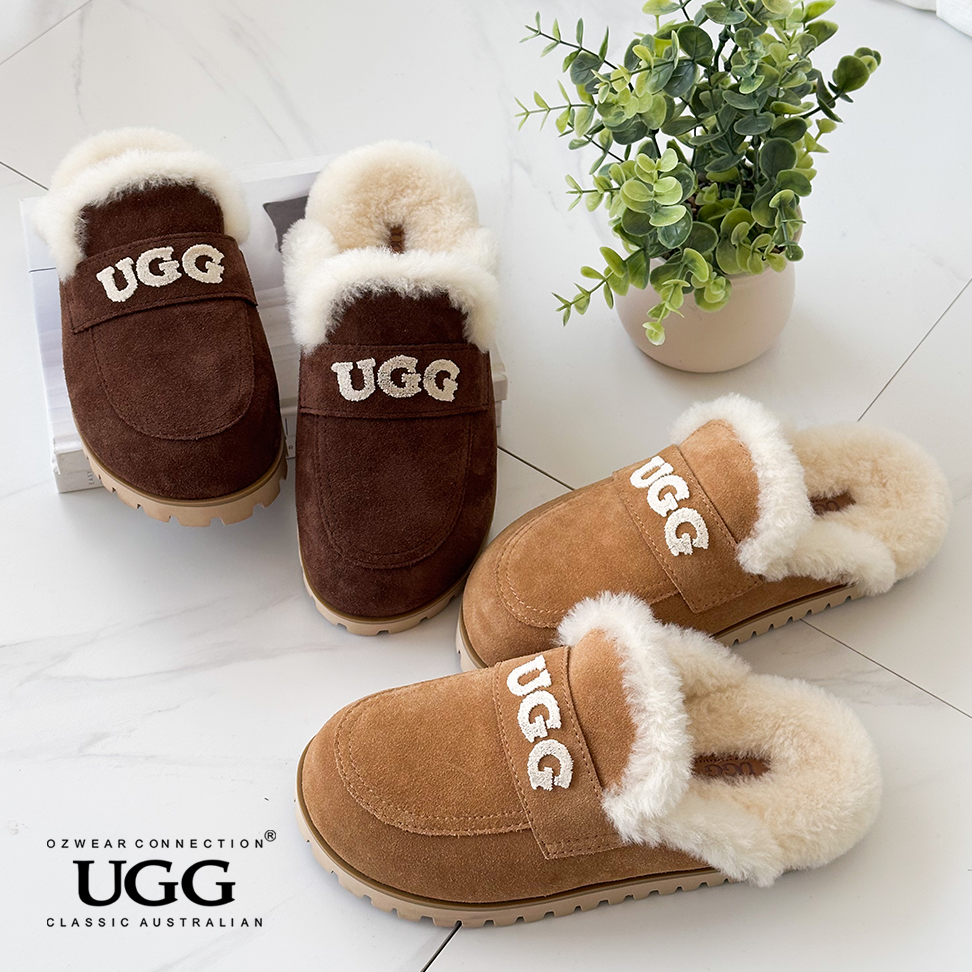 OZWEAR OB982 Priya Knit Logo Shearling Slipper