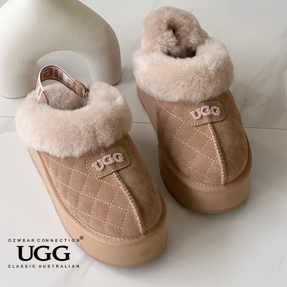 OZWEAR OB114PMDE Coquette Matelassé Logo Platform Slipper
