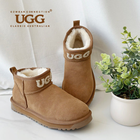 OZWEAR OB658L Classic Knit Logo Ultra Mini Boots