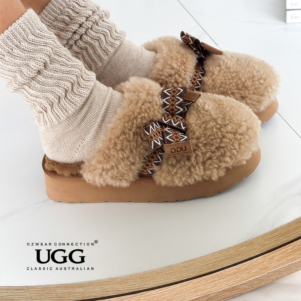 OZWEAR OB955 Cemila Shearling Platform Slipper