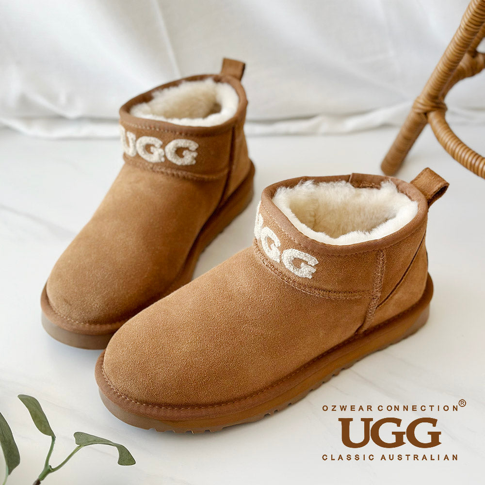 OZWEAR OB658L Classic Knit Logo Ultra Mini Boots