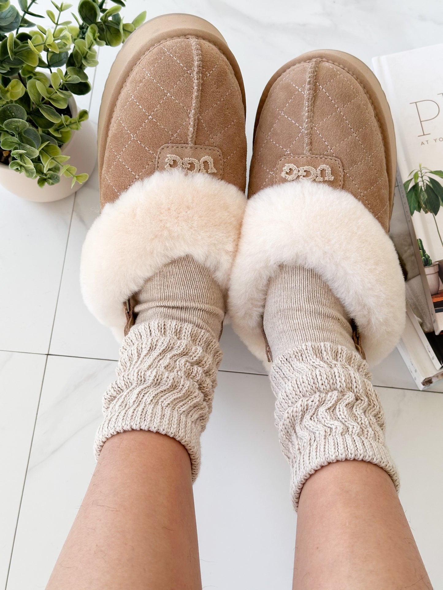 OZWEAR OB114PMDE Coquette Matelassé Logo Platform Slipper