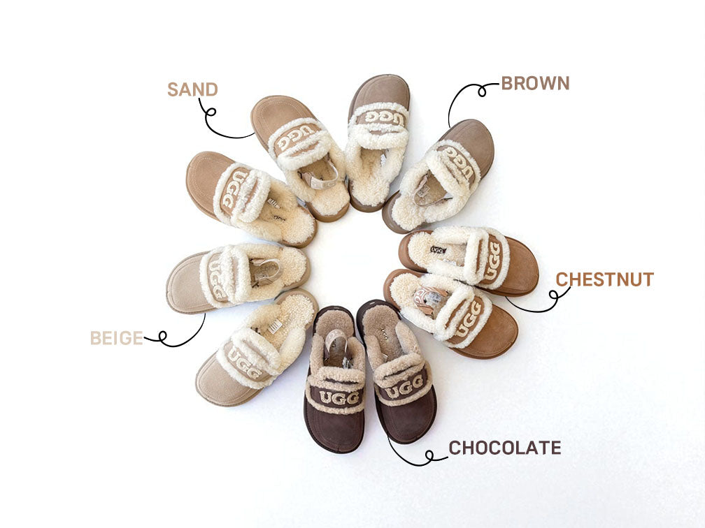 OZWEAR OB938PD Violet Shearling Platform Slipper (Elastic Logo Strap)