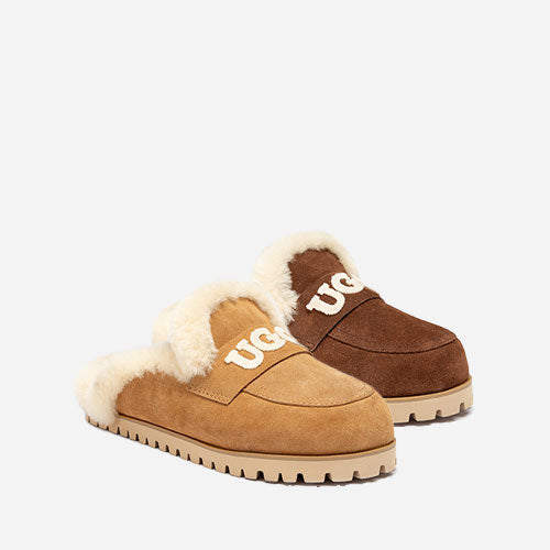 OZWEAR OB982 Priya Knit Logo Shearling Slipper